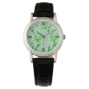 Reloj De Pulsera Tulip Damask de Art Nouveau, verde esmeralda