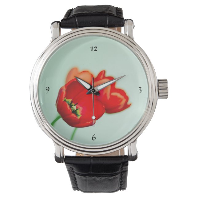 Reloj De Pulsera Tulipán de primavera menta floral verde elegante (Anverso)