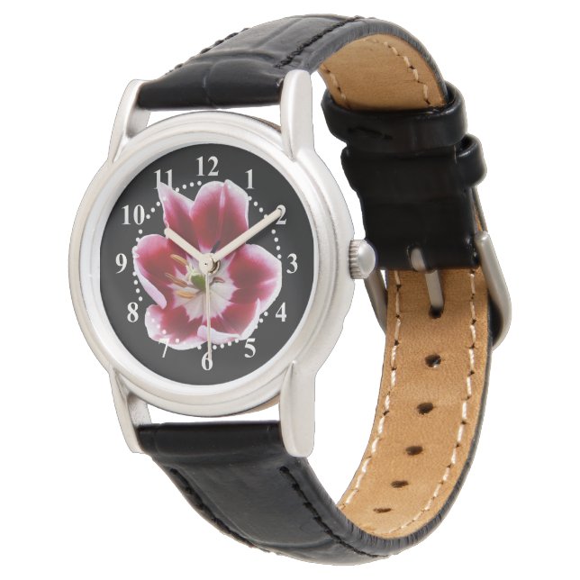 Reloj De Pulsera Tulipán rojo profundo (Angular)