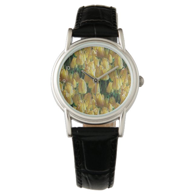 Reloj De Pulsera Tulipanes amarillos brillantes (Anverso)
