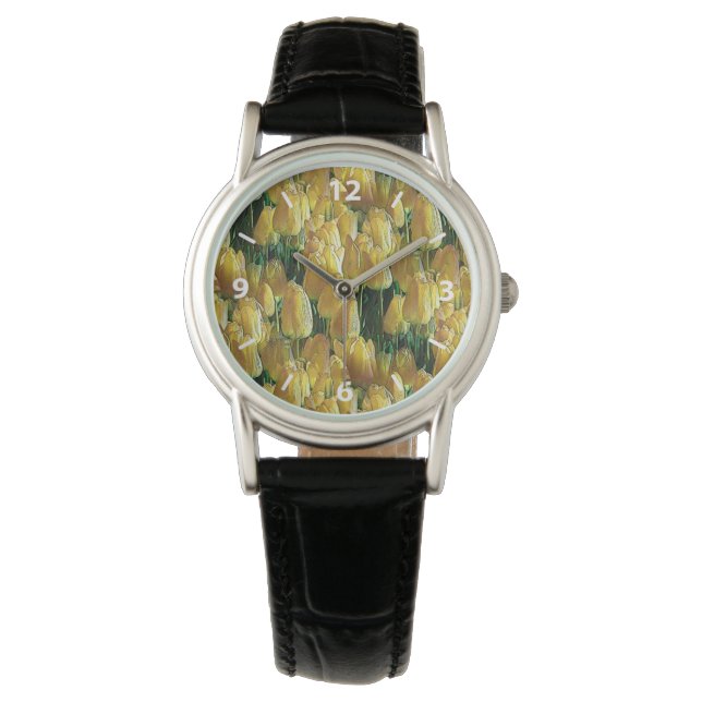 Reloj De Pulsera Tulipanes amarillos brillantes (Anverso)