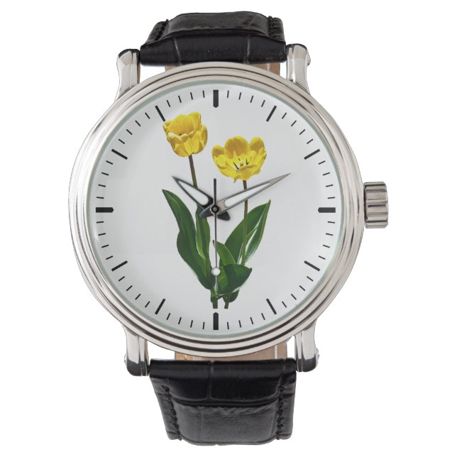Reloj De Pulsera Tulipanes amarillos con iluminación trasera (Anverso)