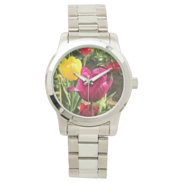 Reloj De Pulsera Tulipanes de primavera, Oregón (Anverso)