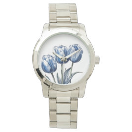 Reloj De Pulsera Tulipanes en azul delft