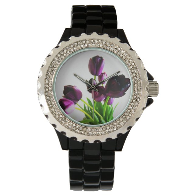 Reloj De Pulsera Tulipanes morados oscuros (Anverso)