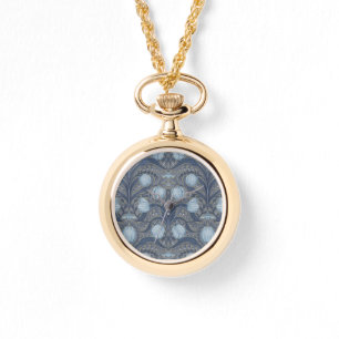 Reloj De Pulsera Tulipanes Retro Nouveau en azul y estaño