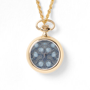 Reloj De Pulsera Tulipanes Retro Nouveau en azul y estaño
