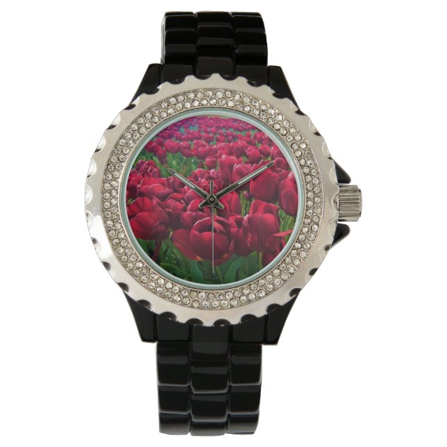 Reloj De Pulsera Tulipanes rojos en un campo, Oregón (Anverso)