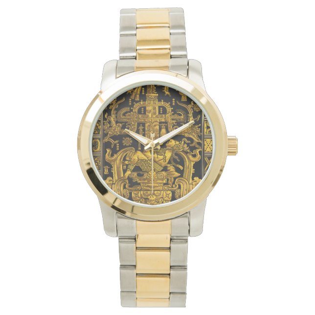 Reloj De Pulsera Tumba de Pakal - Astronauta Palenque Dorado (Anverso)