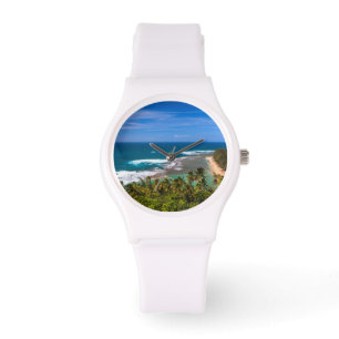 Reloj De Pulsera Tunnels Beach visto desde el sendero Kalalau