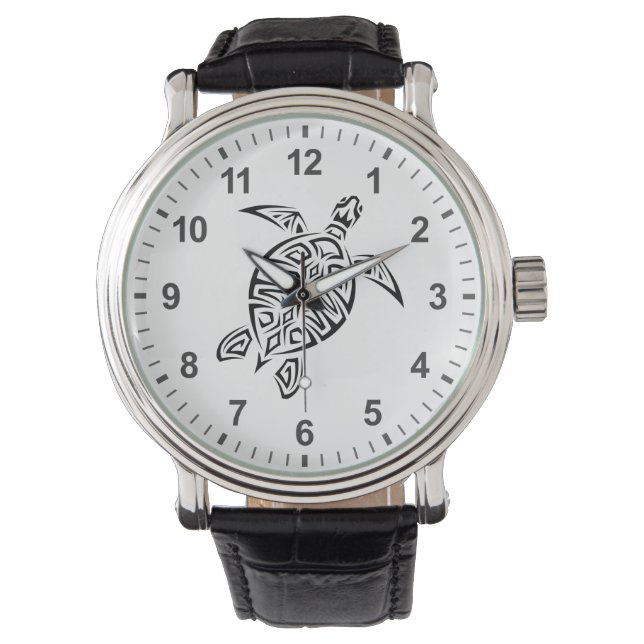 Reloj De Pulsera Turba Tribal Negra Y Blanca (Anverso)