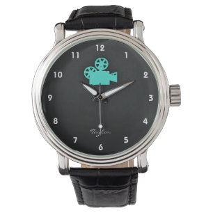 Reloj De Pulsera Turquesa; Cámara de película del verde azul