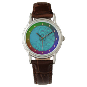 Reloj De Pulsera Turquesa Con Frontera Multicoloreada >Reloj De Dam