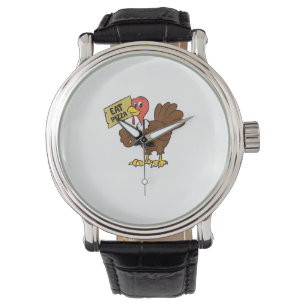 Reloj De Pulsera Turquía come pizza divertida Acción de Gracias