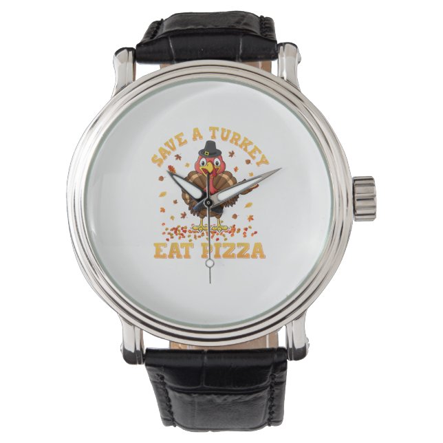 Reloj De Pulsera TURQUÍA COME PIZZA Shirt Adult Vegan Niños Gracios (Anverso)