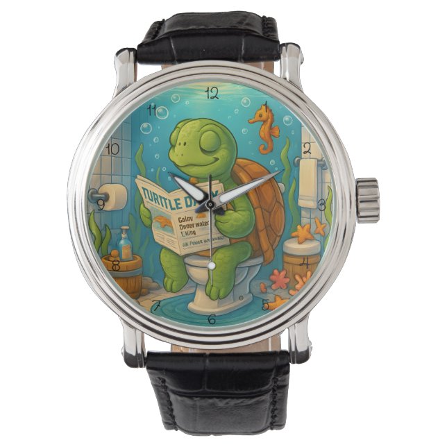 Reloj De Pulsera Turtle on Toilet Reading (Anverso)