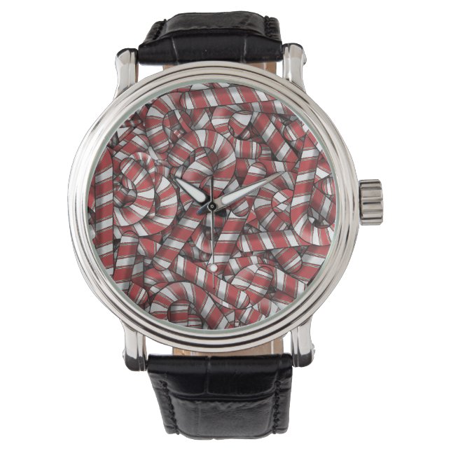 Reloj De Pulsera Twided Red Striped Abstract Candy Canes (Anverso)