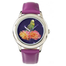 Reloj De Pulsera Two cute blue and green Budgie