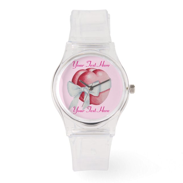 Reloj De Pulsera two  romantic hearts tied with white bow (Anverso)