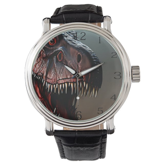Reloj De Pulsera Tyrannosaurus Rex Scary Face, Mens Watch (Anverso)