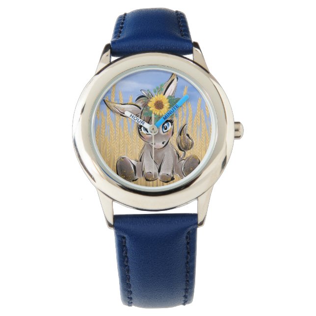 Reloj De Pulsera Ucrania Sky Donkey con girasoles (Anverso)