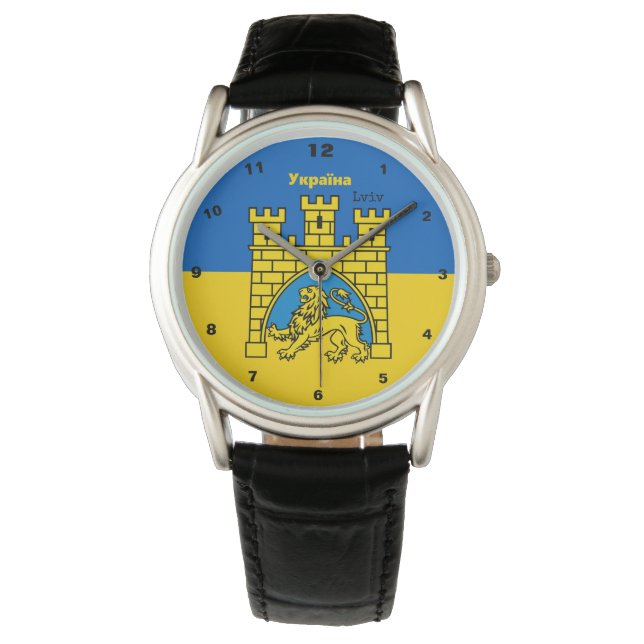 Reloj De Pulsera Ucrania y la ciudad de Lviv - Escudo de armas, ban (Anverso)