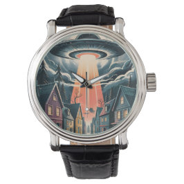 Reloj De Pulsera UFO Abduction Night Street Illustration