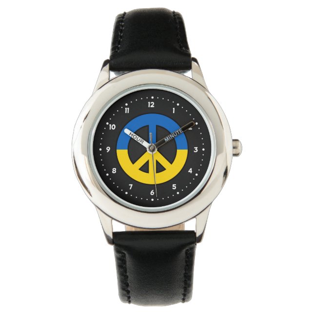 Reloj De Pulsera Ukrainian peace sign on a black background (Anverso)