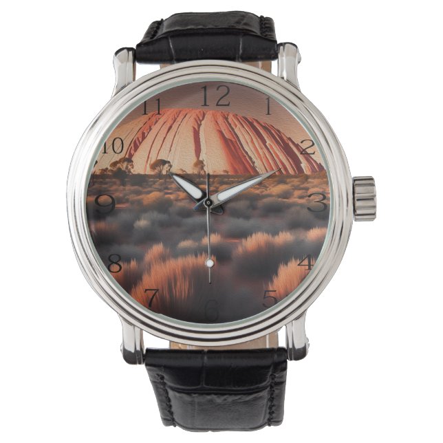 Reloj De Pulsera Uluru "Ayers Rock" Australia Petróleo pintura, (Anverso)