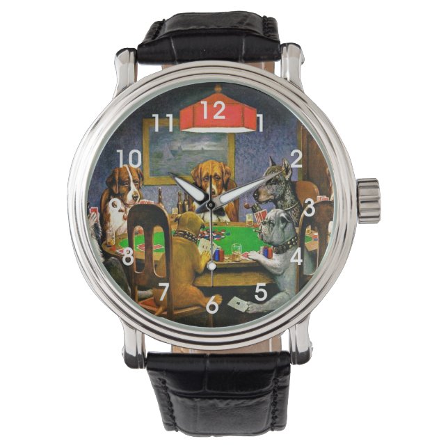 Reloj De Pulsera Un amigo en necesidad, Perros jugando póquer, (Anverso)