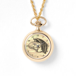Reloj De Pulsera Un ángel dormido en el cielo nubes diseño de oro