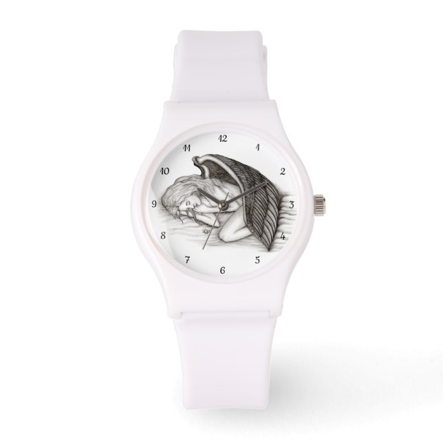 Reloj De Pulsera Un ángel dormido, negro y blanco (Anverso)