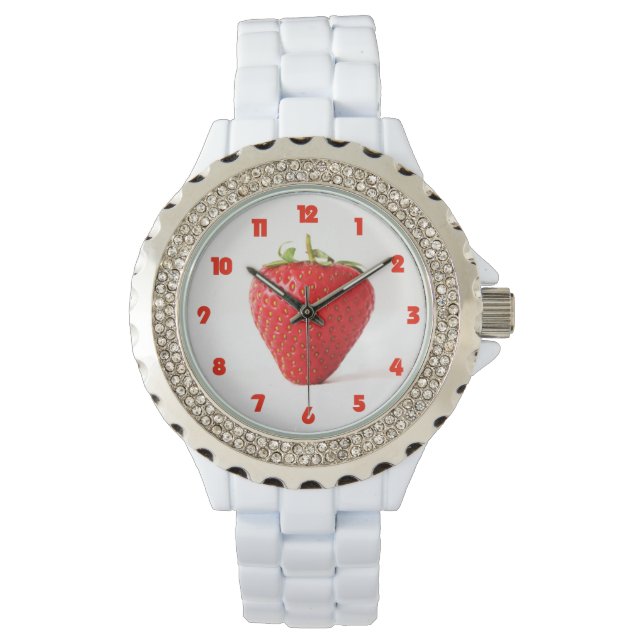Reloj De Pulsera Un arco rojo de fresa grasa números rojos mujeres (Anverso)