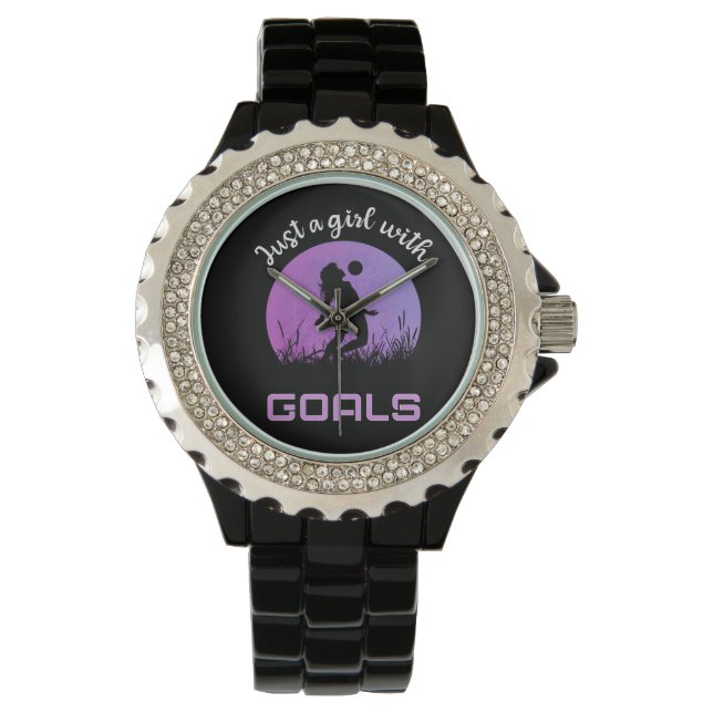 Reloj De Pulsera Un chica con goles y un bello fútbol (Anverso)