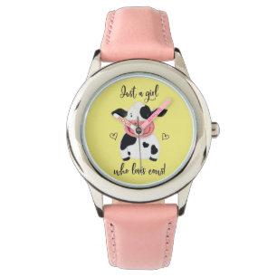 Reloj De Pulsera ¡Un Chica Que Ama A Las Vacas! Corazones Y Holste
