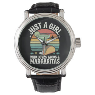 Reloj De Pulsera Un Chica Que Ama Tacos Y Margarita Mexicana