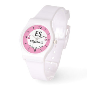 Reloj De Pulsera Un día a la vez nombre monogramo rosa
