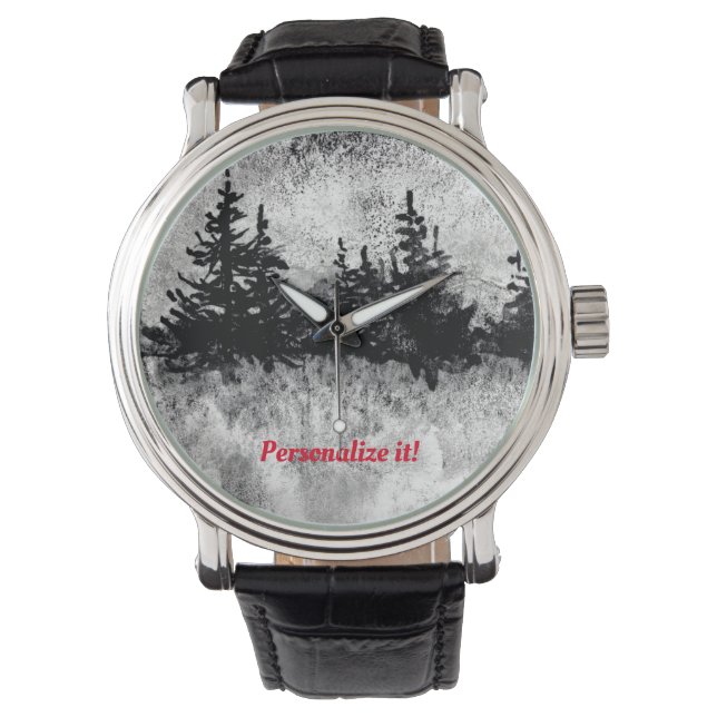 Reloj De Pulsera Un día nublado de pinos en la "Autopista panorámic (Anverso)