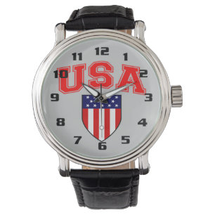 Reloj De Pulsera Un Escudo de Bandera Americana muy Patriótico