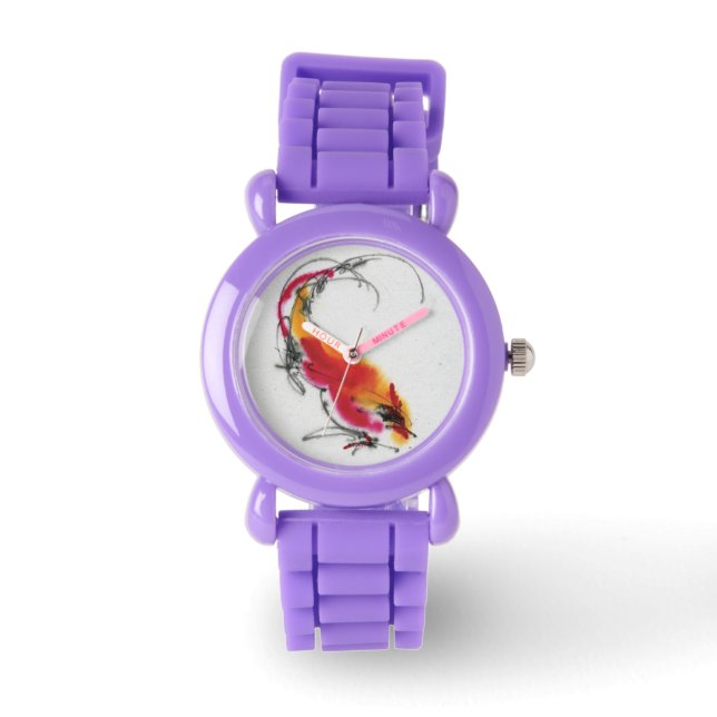 Reloj De Pulsera Un gallo inusual. Caligrafía y acuarela. (Anverso)