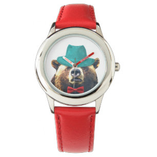 Reloj De Pulsera Un niño adorable y adorable con un animal de oso g