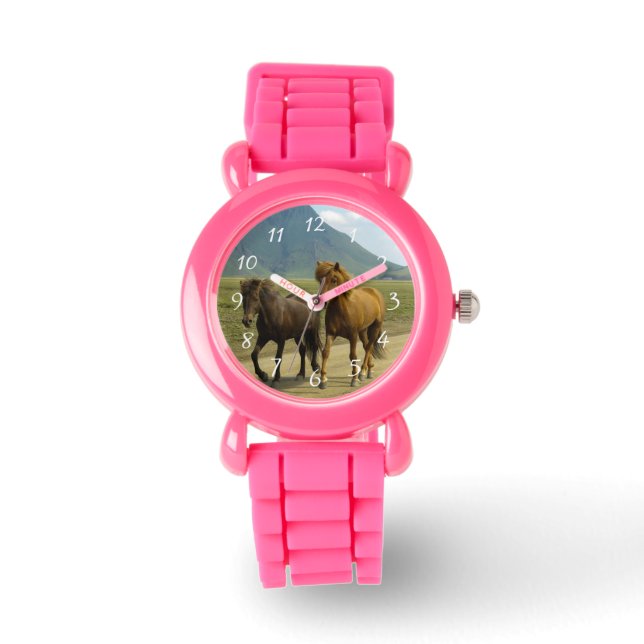 Reloj De Pulsera Un par de ponis islandeses marrones (Anverso)