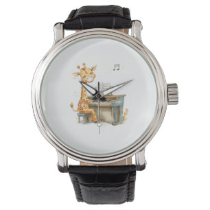 Reloj De Pulsera Un Pequeño Giraffe Juega La Guitarra