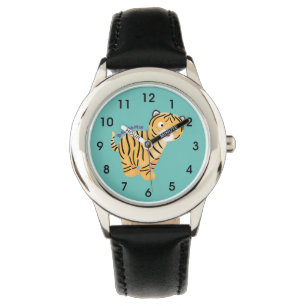 Reloj De Pulsera Un personalizado feliz del cachorro de tigre