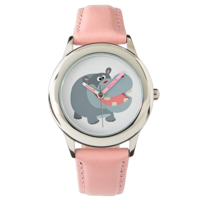 Reloj De Pulsera Un Personalizado sonriente lindo Hippo Watch (Anverso)