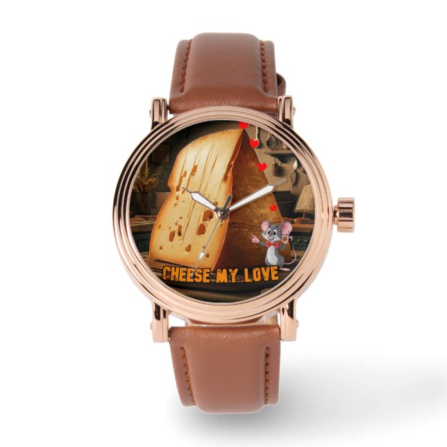 Reloj De Pulsera Un ratón enamorado de una tajada de queso (Anverso)