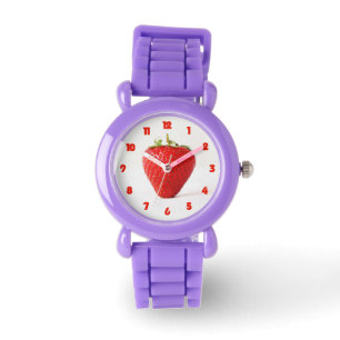 Reloj De Pulsera Un Rojo de Fresa Gorda Números Rojos Los Niños V