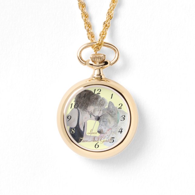 Reloj De Pulsera Un tierno dibujo amoroso de un chica besando a un  (Anverso)