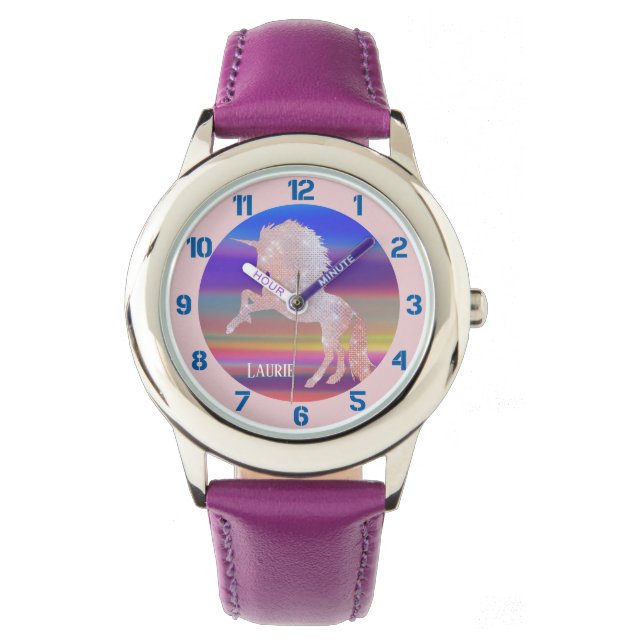 Reloj De Pulsera Un unicornio rosa pardullado en un brillo abstract (Anverso)