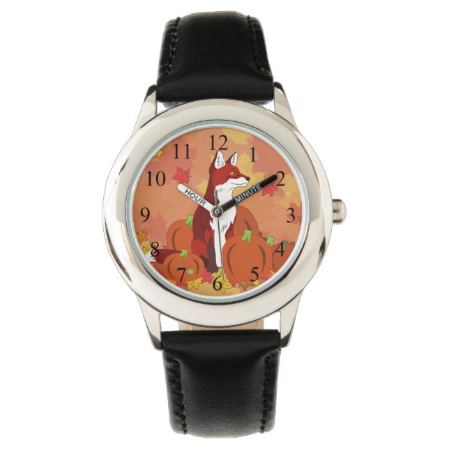 Reloj De Pulsera Un zorro en el parche de calabaza (Anverso)